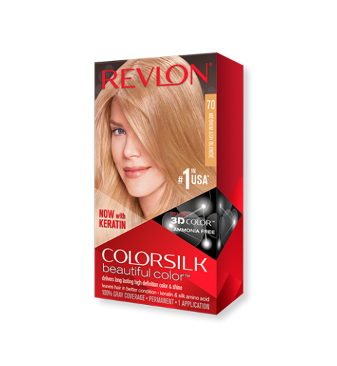 Tinte ColorSilk Beautiful Color REVLON Medium Ash Blonde #70 